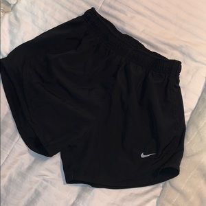 Black and white nike tempo running shorts